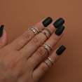 thumbnail image 6 of Womens Geometric Rings Set 6 Piece Electroplated Alloy Rings European Trendy Metal Geometric Design Rings Set for Women, 6 of 6