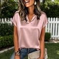 thumbnail image 6 of Babysbule Notch Neck Short Sleeve Blouse S-XXL Women's Casual Office Loose Fit Everyday Top, 6 of 9
