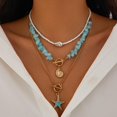 thumbnail image 3 of Collar Hclian de Caparazón de Mar con Estrella de Mar Turquesa en Capas, 3 of 7
