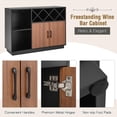 thumbnail image 5 of LOKO Buffet Cabinet with Storage, Modern Kitchen Storage Cabinet with Removable Wine Rack & 3-Row Wine Glass Holder, Rustic Credenza Wine Bar Cabinet with Adjustable Shelf, 45.5 x 15.5 x 32 Inches, 5 of 8