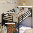 thumbnail image 6 of Twin Over Twin Bunk Bed with 8 Storage Drawers, Charging Station and LED Lights, Metal Bunk Beds with Upholstered Storage Headboard, Twin Loft Bed for Teen, Safety Guardrail & Ladder, Black, 6 of 9