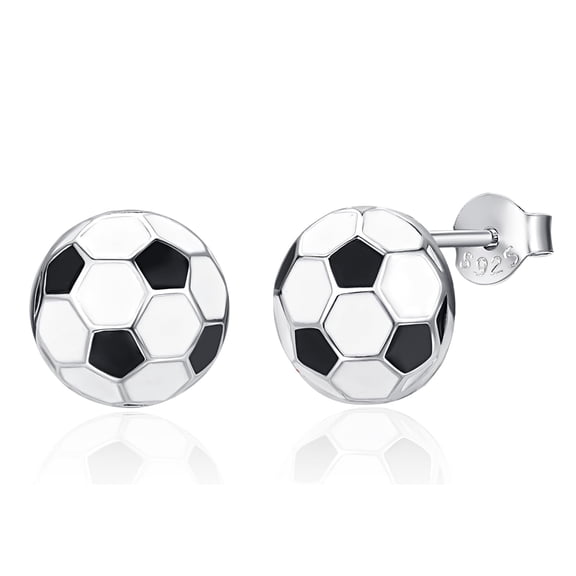 TANGPOET Soccer Stud Earrings 925 Sterling Silver Football Sports Ball Jewelry Gifts For Women Daily Wear