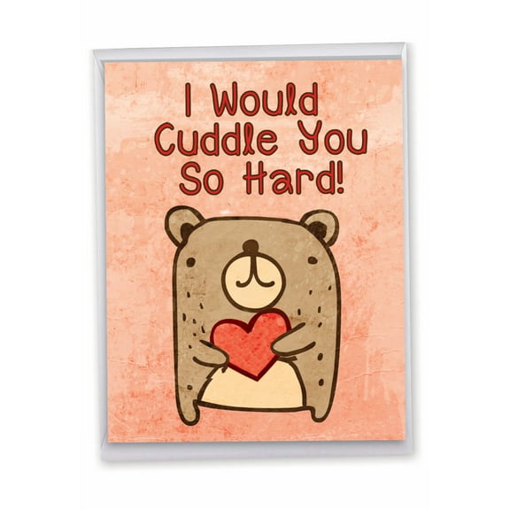 1 Jumbo Funny Valentine's Day Greeting Card (8.5 x 11 Inch) - Cuddle You So Hard Valentines Day Card J2197