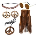 thumbnail image 1 of Conjunto de Disfraz de Hippie SSuperp para Mujer de los Años 60 y 70 Talla M, 1 of 5