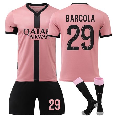 24/25 PSG Pink 2nd Away Soccer Activewear Print No.29 Barcola Fans Training Football Jerseys Kits
