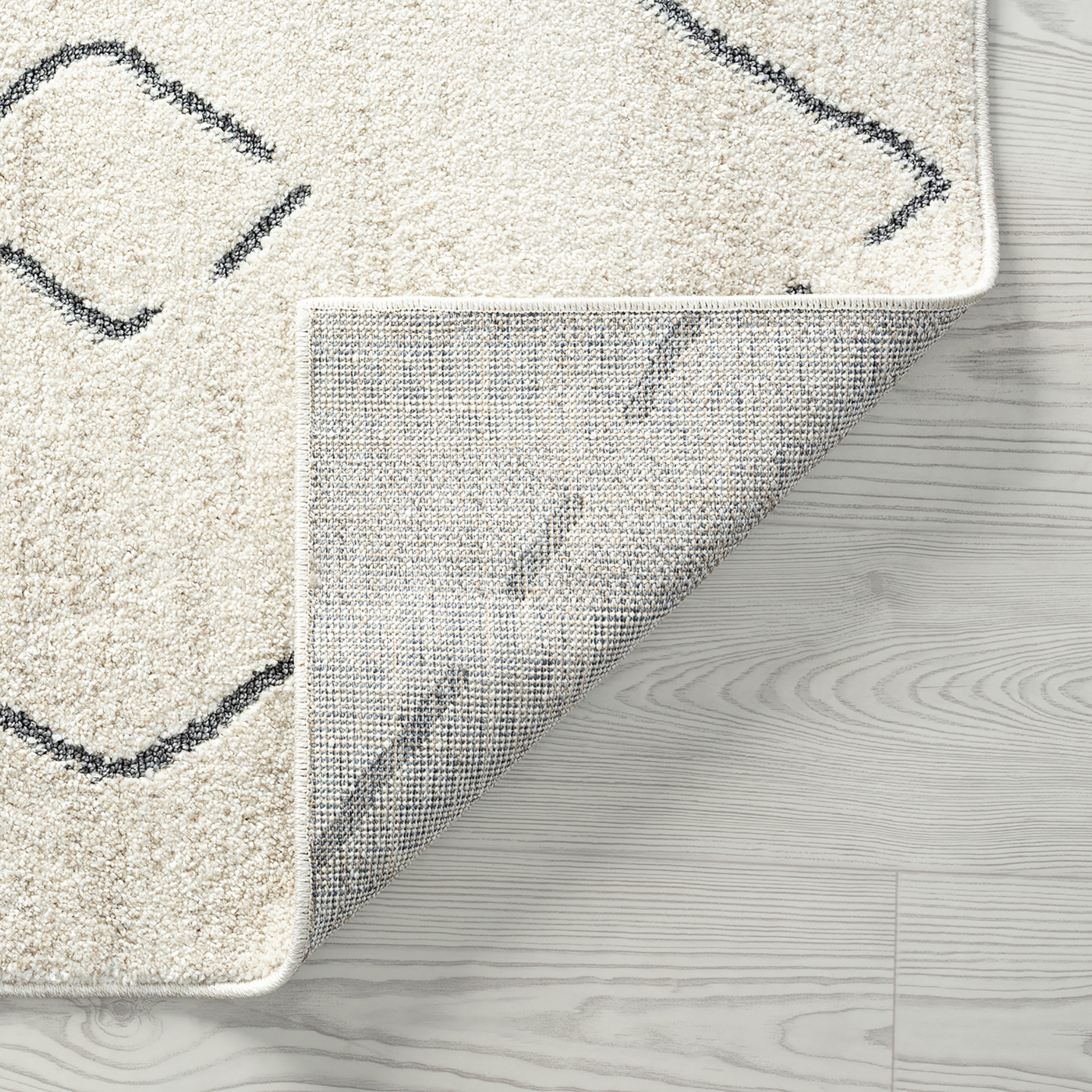 Contemporary 9x12 Area Rug (8'10'' x 12'2'') Geometric Cream, Gray Living Room Easy to Clean