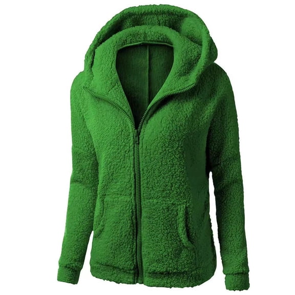 Hoodies For Women Women Hooded Sweater Coat Winter Warm Wool Zipper Coat Cotton Coat Outwear Hoodie