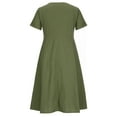 thumbnail image 5 of Moxiu Women's Summer Cotton Linen Button Down Short Sleeve Maxi Dress with Pockets Casual Loose V-Neck Empire Waist Dress 2025 Army Green,S, 5 of 9