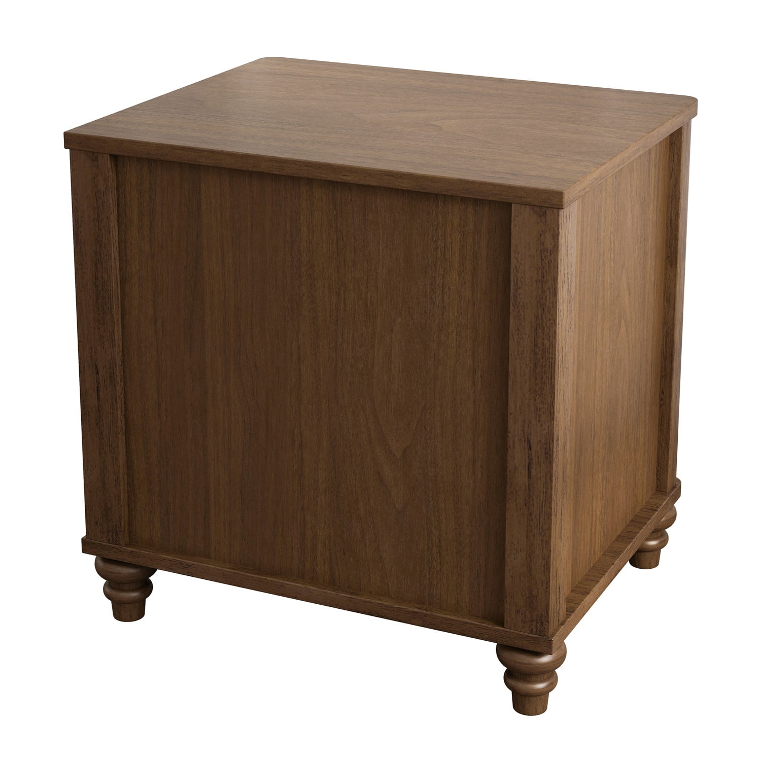 Hommoo Mid Century Modern Wooden Fluted Nightstand Set of 2, 21.65" Wide Bedside End Table Side Table with 3 Drawers and Metal Handle, for Bedroom, Living Room, Closet, Walnut