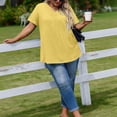 thumbnail image 6 of Women's Plus Size V Neck T Shirts Short Sleeve Tops Casual Summer Tshirts Loose Fit Tees Yellow XL, 6 of 6