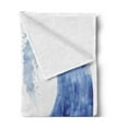 thumbnail image 2 of Ocean Soft Flannel Fleece Throw Blanket, Watercolor Style Illustration of Storm Waves on White Background Aquatic Print, Cozy Plush for Indoor and Outdoor Use, 60" x 80", Blue and White, by Ambesonne, 2 of 5