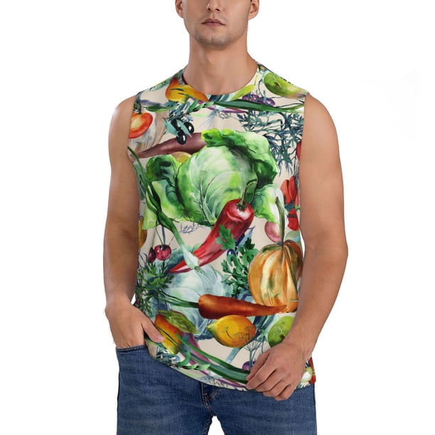 Fotbe Vegan1 Men's Camiseta sin Mangas Estampada para Hombres, Playera Casual para Gimnasio, Entrenamiento, Playa-X-Large