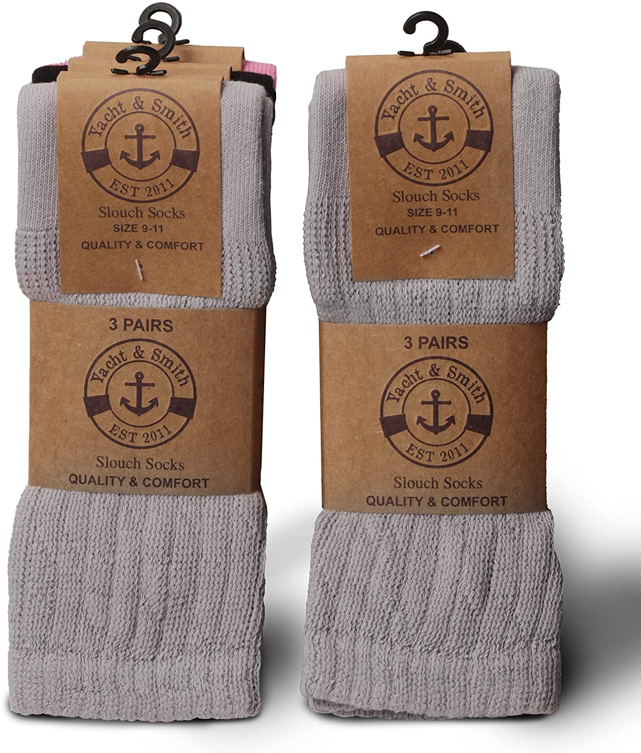 Yacht & Smith - 6 pares de calcetines de algodón extra pesados para mujer,  calcetines para botas, Blanco
