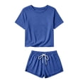 thumbnail image 5 of BUIGTTKLOP Lounge Sets for Women Crewneck Short Sleeve Tops Drawstring High Waisted Shorts 2 Piece Outfits, 5 of 6