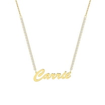 Personalized Planet Women's Hollywood Script Name Plaque CZ Chain Necklace