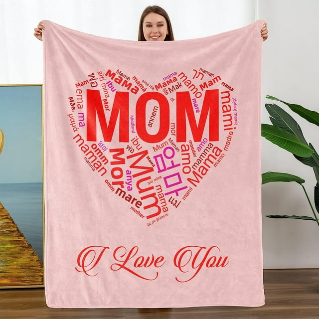 LHSHID Christmas Birthday Gifts for Mom Wrap Love Around Mom Mom Anniversary Christmas Birthday Gifts from Daughter Son Presents for Mother I Love You Mom Blanket 50x60in