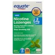 Equate Mini Nicotine Lozenges, 2 mg, Mint Flavor, 108 Count