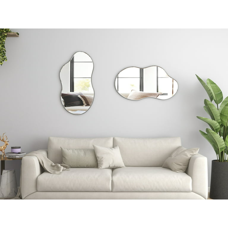Irregular Mirror for Wall, Novelty Cloud Shaped Wall Mirror Asymmetrical Wall Mirror Black Mirror for Living Room Bathroom Entryway 22 inchx36 inch