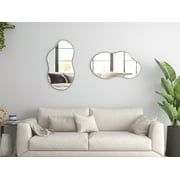 SHYFOY Irregular Mirror for Wall Cloud Shaped Mirror Black Asymmetrical Wall Mirror for Home Decor 22x36