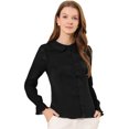 thumbnail image 1 of INSPIRE CHIC Women's  Peter Pan Collar Tops Contrast Panel Work Button Down Shirt, 1 of 6