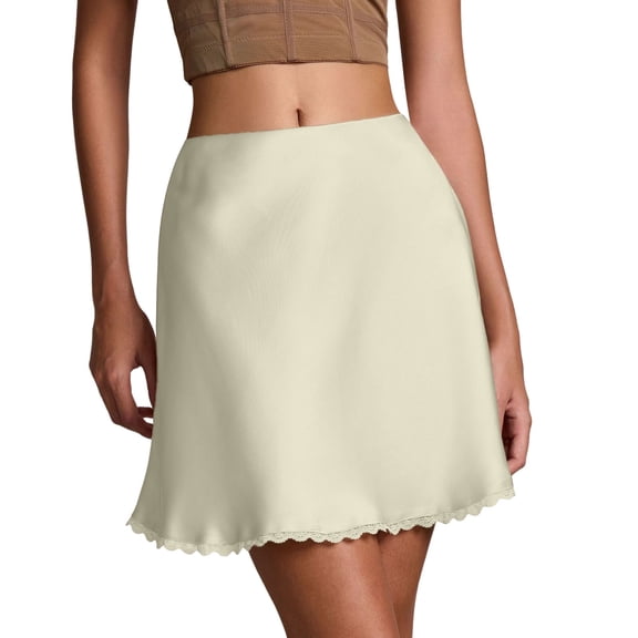 JIAYUE Women's Skirts Satin Mini A Line Solid Color High Waist Elastic Cute Silk For Daily Wear Female Stylish Skirt