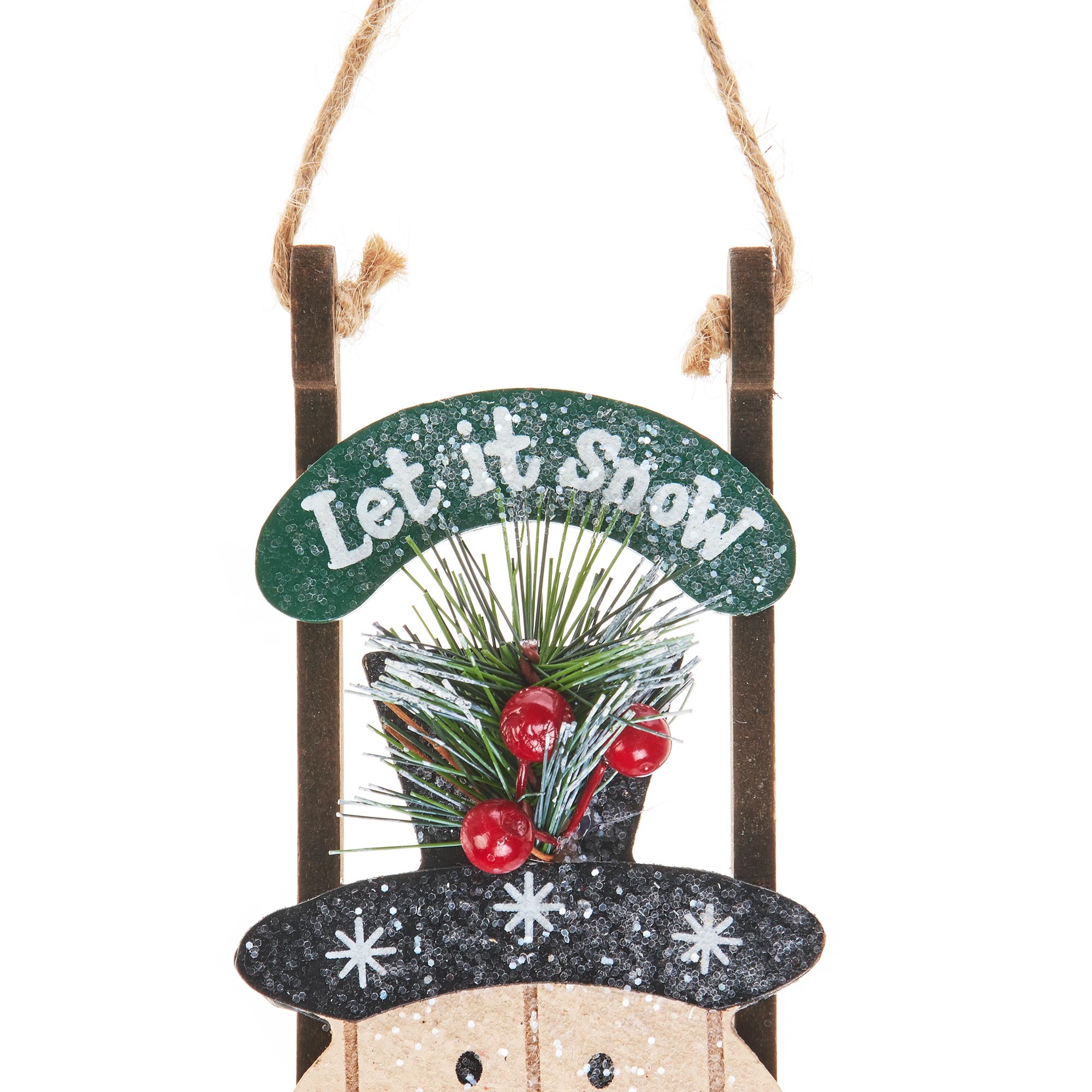 Holiday Time Snowman Sleigh Wooden Christmas Ornament - image 3 of 4