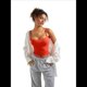 thumbnail image 5 of Camiseta Sin Mangas con Cuello Cuadrado para Mujer, Estilo Años Y2K, Básica para Salir de Verano. Rojo XL, 5 of 9
