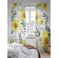 thumbnail image 3 of Sheer Curtains 84 Inches Long 2 Panels Set for Living Room, Yellow Daisy Semi Sheer Curtains for Windows, Farmhouse Country Flower Leaf Plant Wood Grain Voile Window Treatments Rod Pocket Curtain, 3 of 7