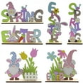 thumbnail image 2 of Xmarks Happy Easter Decorations Wooden Table Sign Spring Tabletop Centerpiece Signs Egg Hunt Ornaments Easter Holiday Party Decor, 2 of 5