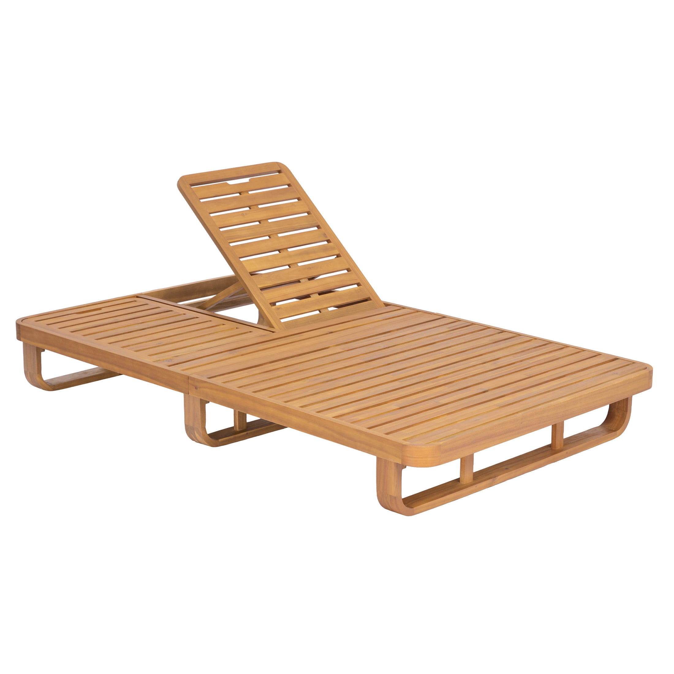 Christopher Knight Home Acacia Wood Outdoor Double Chaise Lounge with Adjustable Backrests, Natural