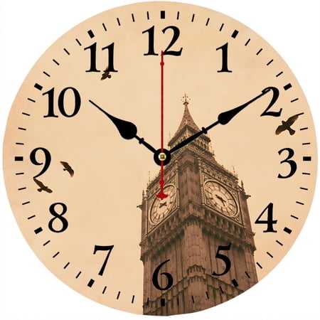 CozyHour Big Ben Wall Clock 9.84 Inch, Vintage London Landmark Clock, Silent Non-Ticking Battery Operated Wall Decor for Living Room Bedroom Office