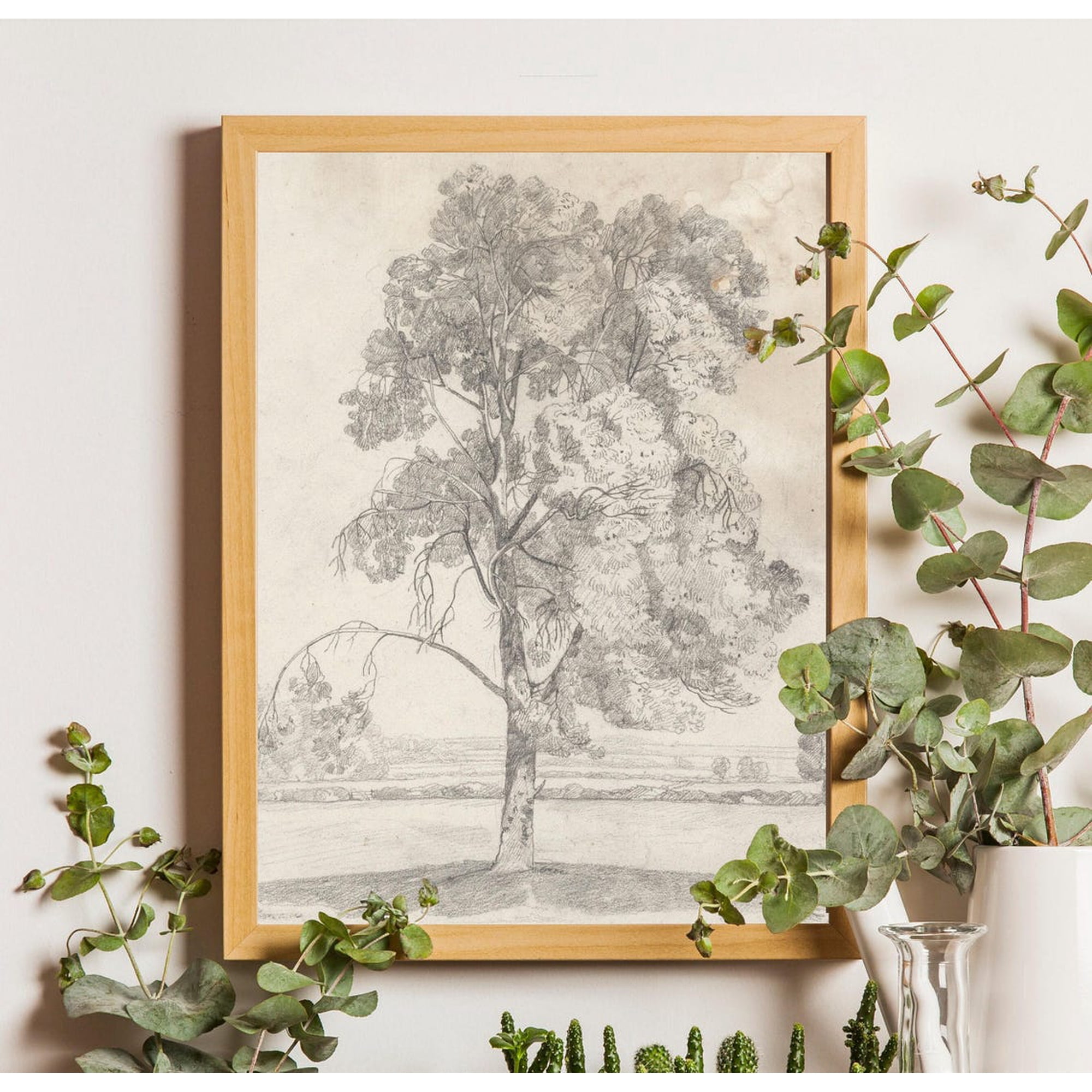 Vintage Tree Drawing Wall Art Print Rustic Farmhouse Nature Decor Unframed Paper Print