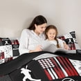 thumbnail image 5 of Homewish Baseball Sport Game Bedding Comforter Set,Boys Ball Gamer Twin Comforter Sets,Red White Black Bedding Set For Boys Teens,Breathable Home Decor Reversible,2pcs, 5 of 8