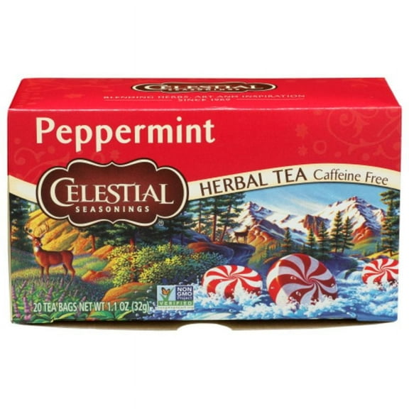 Celestial Seasonings Peppermint Caffeine-Free Herbal Tea Bag 20ct (4 Pack)
