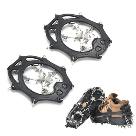 

Crampons for Hiking Boots - Cold Resistant Ice Cleats Snow Grips with 19 Spikes - Stainless Steel for Walking Climbing and Hiking