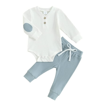 

Baby Boys Pants Set Long Sleeve Contrast Color Romper with Pants
