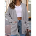 thumbnail image 4 of Womens Oversized Cardigan Soft Knit Cardigan Sweater with Pockets Grey M, 4 of 5