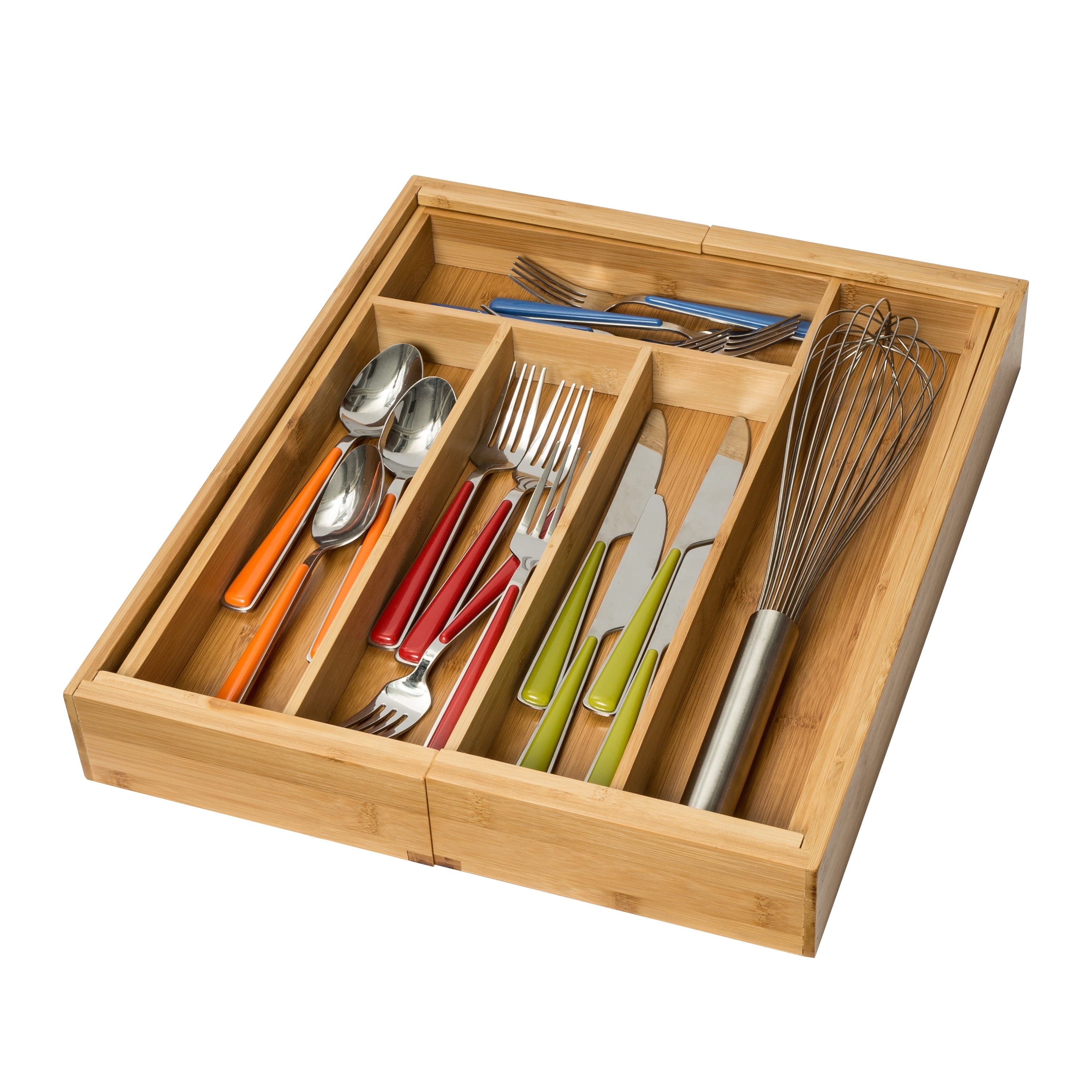 Honey-Can-Do Bamboo 17" D x 22.75" W x 2.3" 7-Compartment Expandable Kitchen Drawer Organizer, Natural