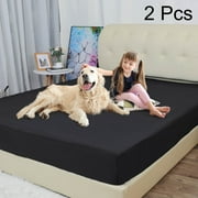 Unique Bargains 2 Pack Waterproof Mattress Cover Encasement, Queen, Black