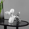 thumbnail image 2 of Estatua de arte de perro con globo, escultura abstracta de perro, globo de resina de moda, arte artesanal para estatuilla coleccionable, decoración del hogar blanco, 2 of 5