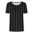 thumbnail image 4 of MIUOWANP Trendy Striped T Shirt for Women Casual Striped Printed T-shirt With Round Neck And Short Sleeved Top Black XL, 4 of 4