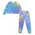 thumbnail image 2 of DISNIMO Plumeria Print Women Pajama Set 2 Piece Lounge Pjs Sets Long Sleeve Sleepwear Top with Long Pants Round Neck Nightwear Casual Soft Loungewear, S, 2 of 7