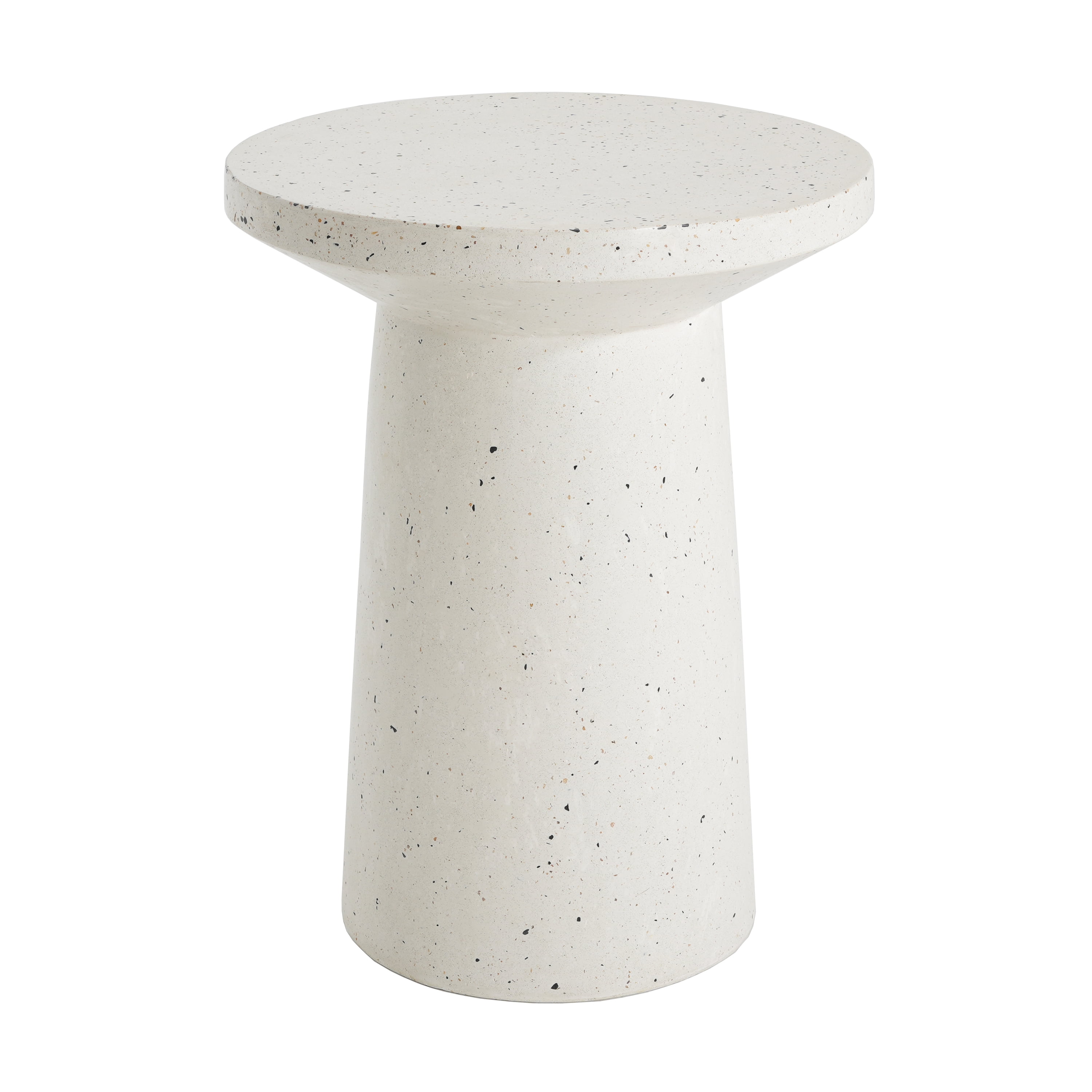 Side Table 24 Inch H, Outdoor Terrazzo Table for Patio Balcony Garden, White