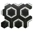 thumbnail image 2 of The Tile Life Pelta Orb Nero Blend Marble Hexagon Mosaic Tile Sample - 4 x 4 in. - Polished - 1-Piece - Floor, Wall, Backsplash, 2 of 13