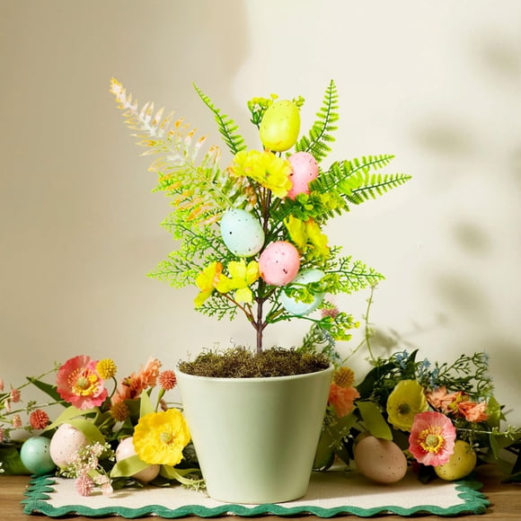 Adorno floral de Pascua con huevos | Ramo de huevos artificiales de Pascua para coronas, árboles y decoración primaveral del hogar | Rama decorativa festiva para jarrones