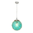thumbnail image 4 of Elegant Designs Buoy Netted Brushed Nickel Coastal Ocean Sea Glass Pendant with Natural Rope, 4 of 6