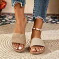 thumbnail image 4 of Samdudou Plus Size Slide Sandals for Women Woven Single Band Flat Slip On Shoes Braided Texture Jute Style Sole Minimalist Open Toe Footwear for Lounging, 4 of 7