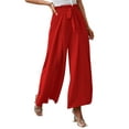 thumbnail image 3 of Women Wide Leg Long Trousers Casual Beach High Waist Palazzo Pants Loose Belted Summer Autumn Leisure Style, 3 of 5