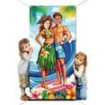 thumbnail image 2 of Luau Photo Door Banner Hawaiian Party Decorations Large Fabric Hawaiian Photo Booth Backdrop Aloha Tiki Banner Couple Surfing Face in Hole Photo Prop for Tropical Beach Party 35.43x70.87 Inch, 2 of 7