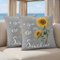 thumbnail image 5 of 16x16 Pillow Covers Set of 2, Sunflowers Square Throw Pillow Covers for Couch/Sofa/Living Room, Spring Summer Bees Yellow Floral Grey Decorative Soft Pillowcases for Couch Throw Pillows, 5 of 9
